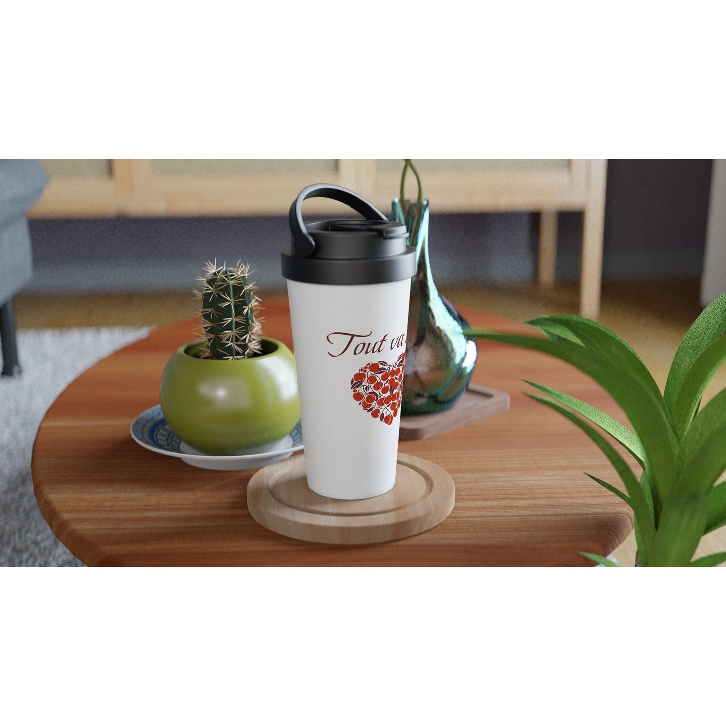 Tout va bien – Travel Mug Femme, Cadeau Femme-idée cadeau inspirante | Blancadeaux