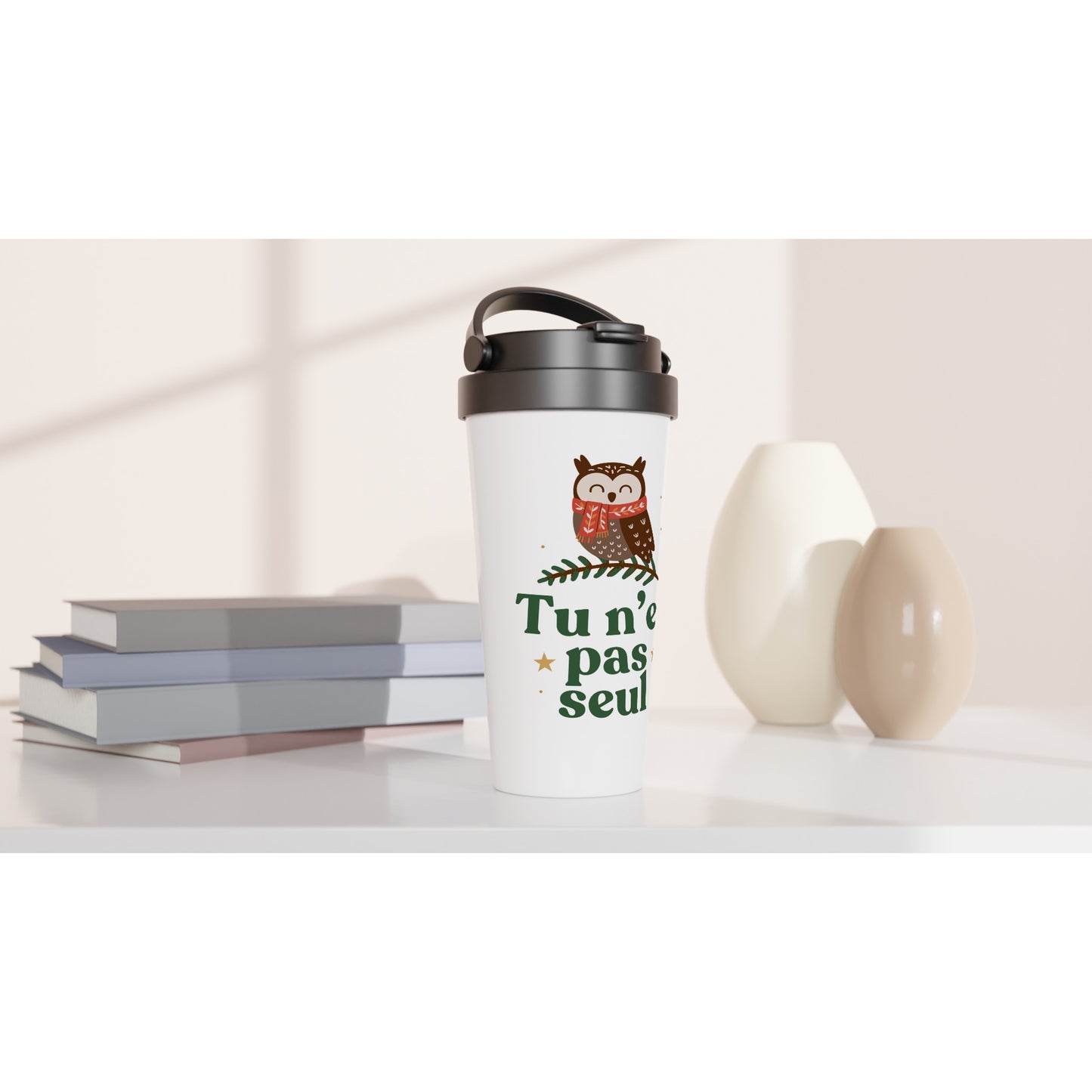 Tu n’es pas seul – Travel Mug Noël Unisex-idée cadeau inspirante | Blancadeaux