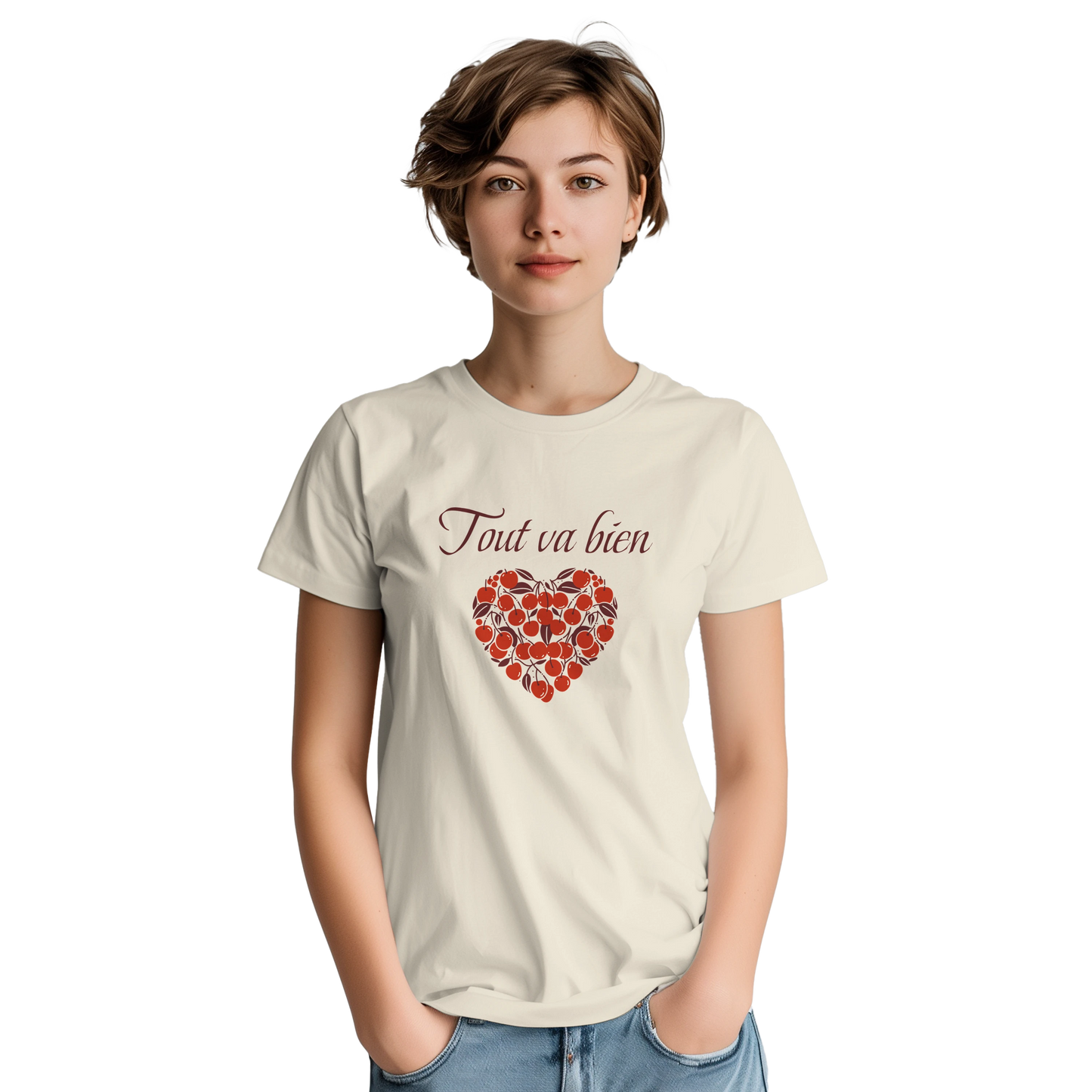 Tout va bien – T-shirt Femme, Cadeau Femme-idée cadeau inspirante | Blancadeaux