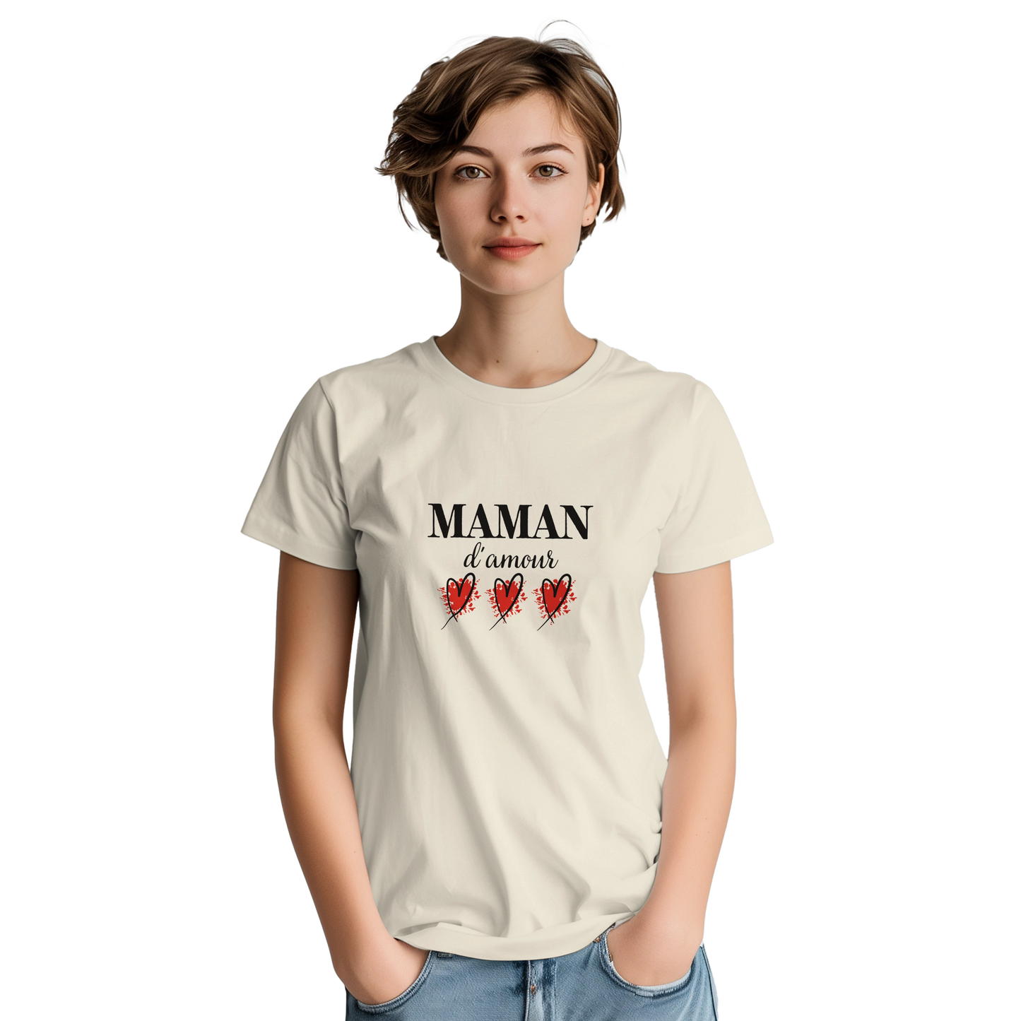 Maman d’amour – T-shirt Maman, Cadeau Maman-idée cadeau inspirante | Blancadeaux