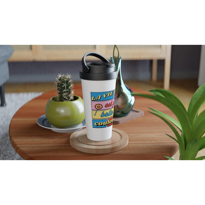 La vie est plus belle en couleurs – Travel Mug Femme, Cadeau Femme-idée cadeau inspirante | Blancadeaux