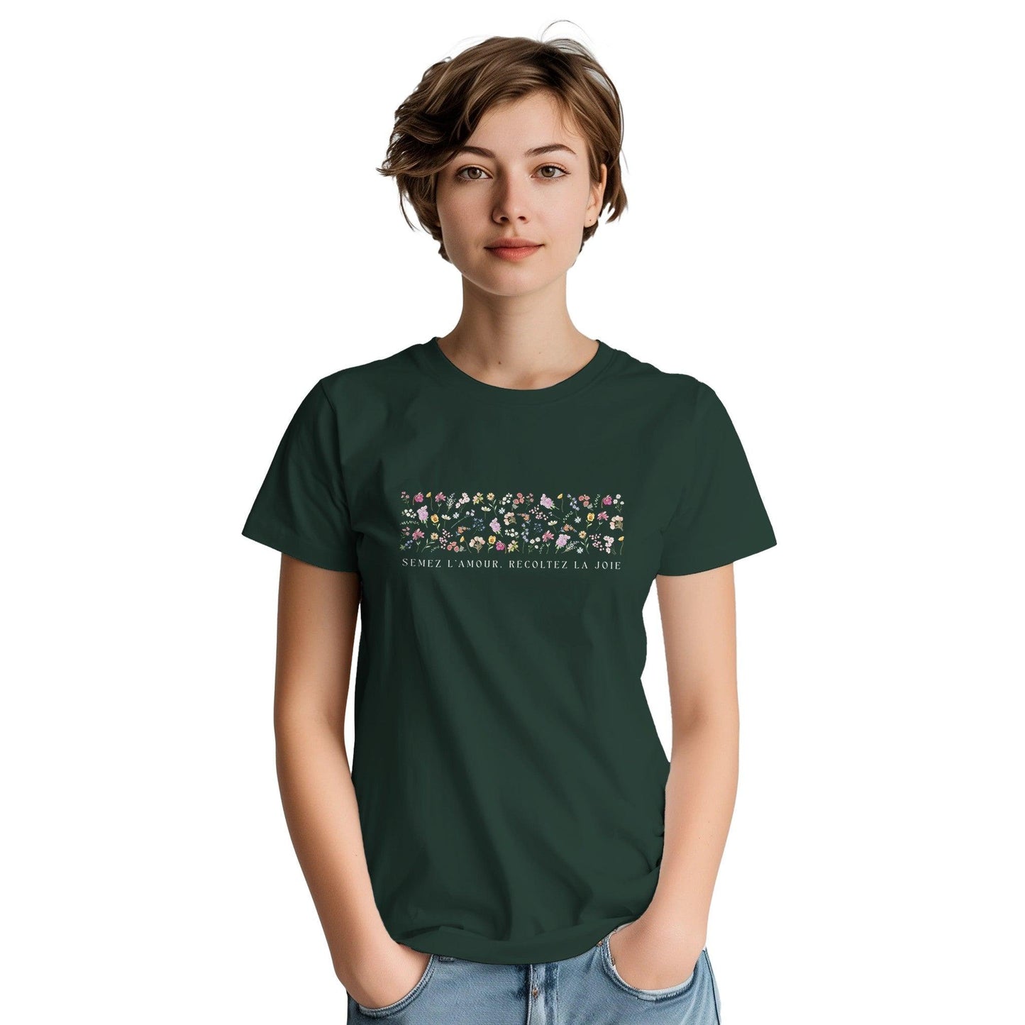 Semez l’amour, récoltez la joie – T-shirt Femme, Cadeau Femme-idée cadeau inspirante | Blancadeaux