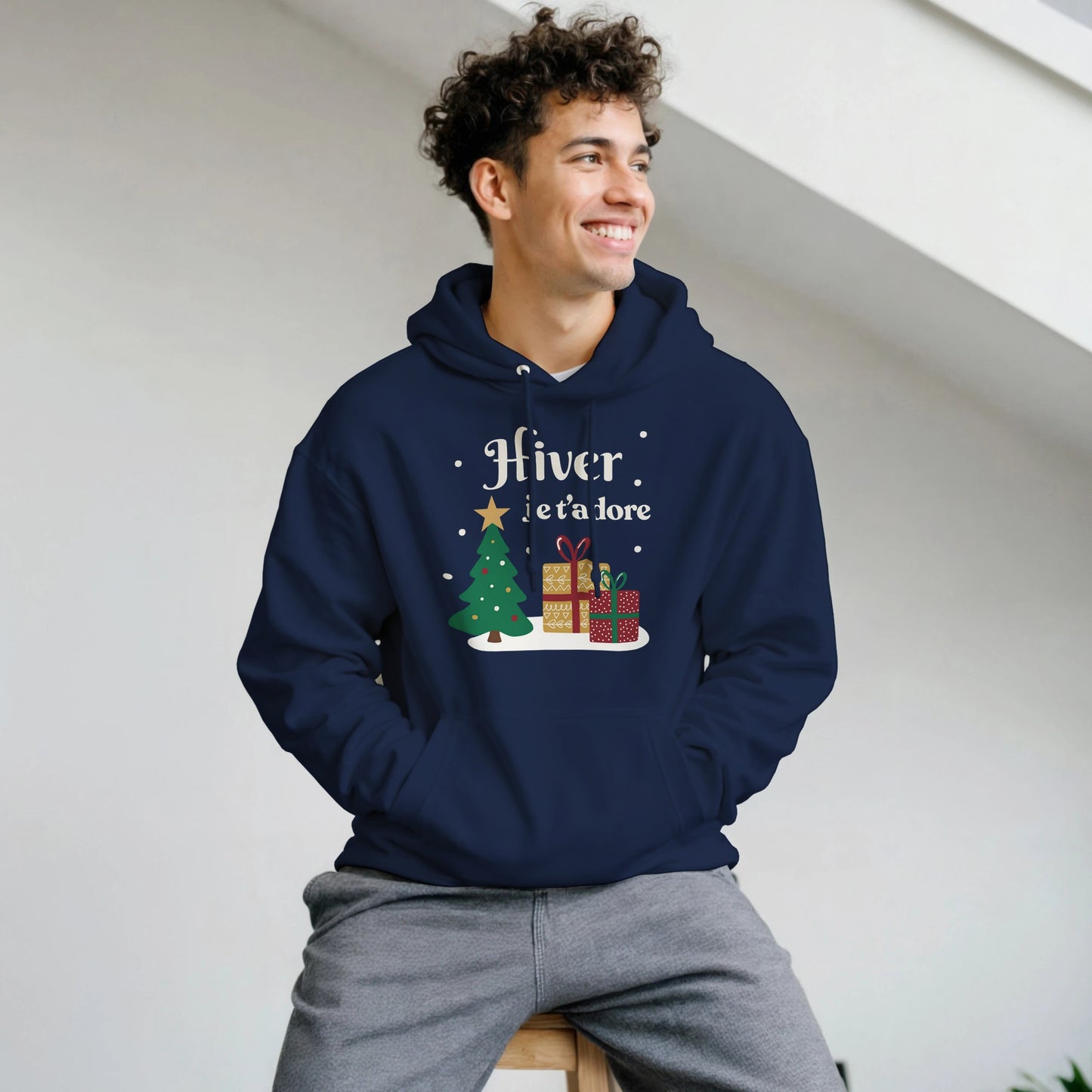 Hiver, je t’adore – Hoodie Noël Unisex-idée cadeau inspirante | Blancadeaux