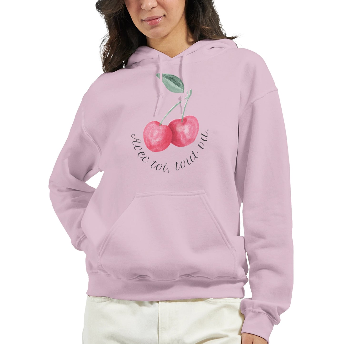 Avec toi, tout va – Hoodie Femme, Cadeau Saint-Valentin-idée cadeau inspirante | Blancadeaux