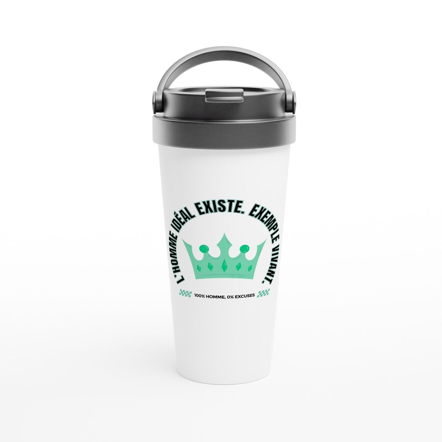 L’homme idéal existe – Travel Mug Homme, Cadeau Homme-idée cadeau inspirante | Blancadeaux