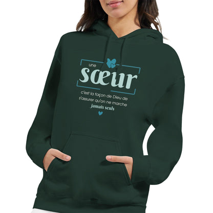 Une sœur, c’est la façon de Dieu – Hoodie Sœur, Cadeau Sœur-idée cadeau inspirante | Blancadeaux