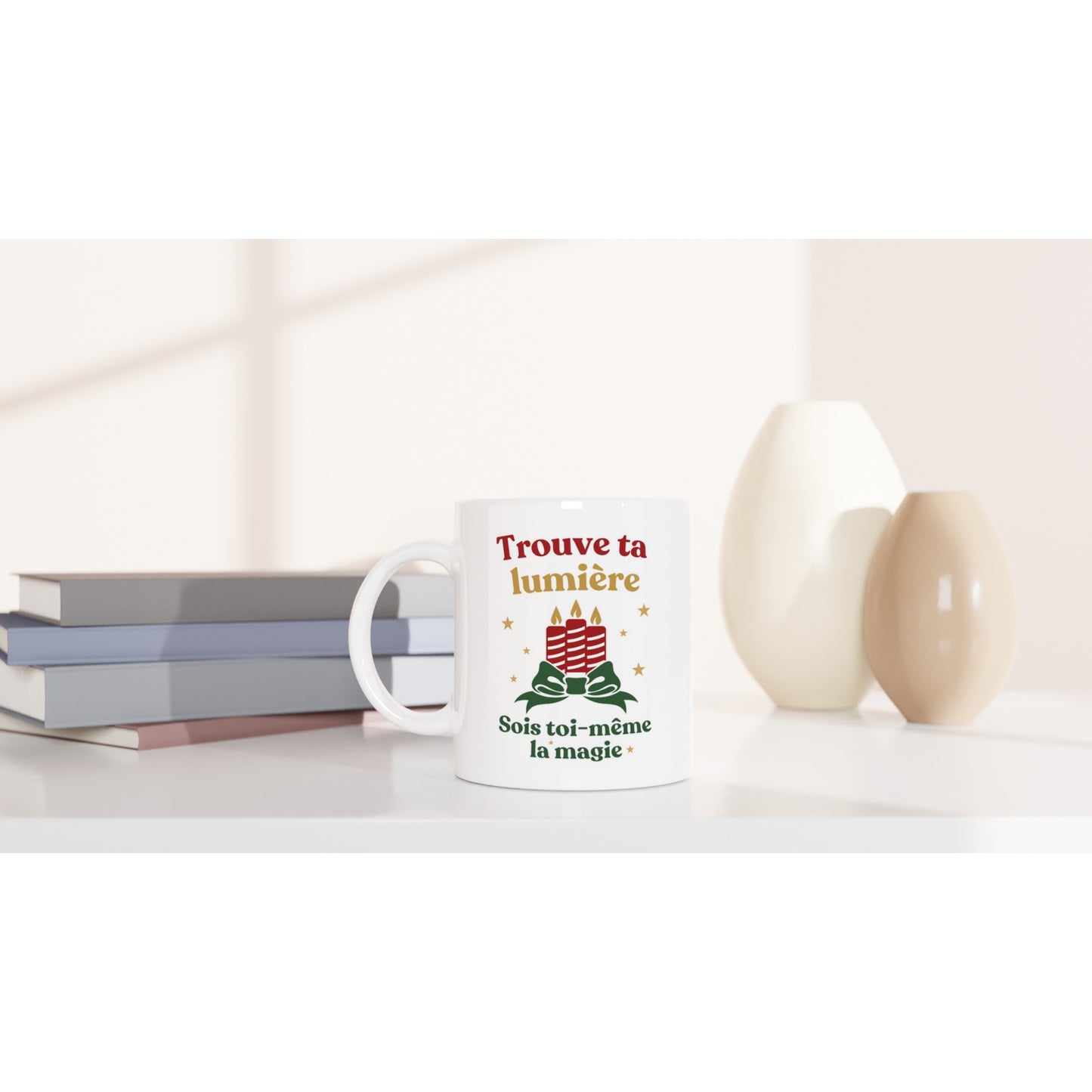 Trouve ta lumière – Mug Noël Unisex-idée cadeau inspirante | Blancadeaux