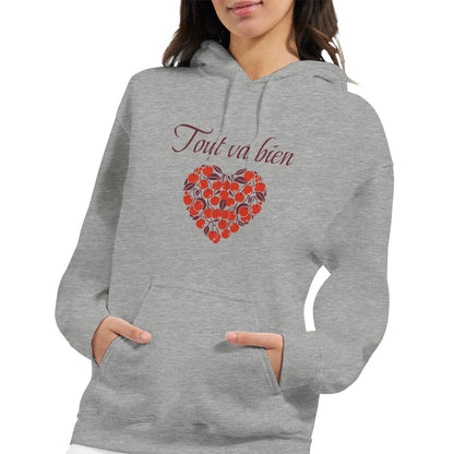 Tout va bien – Hoodie Femme, Cadeau Femme-idée cadeau inspirante | Blancadeaux
