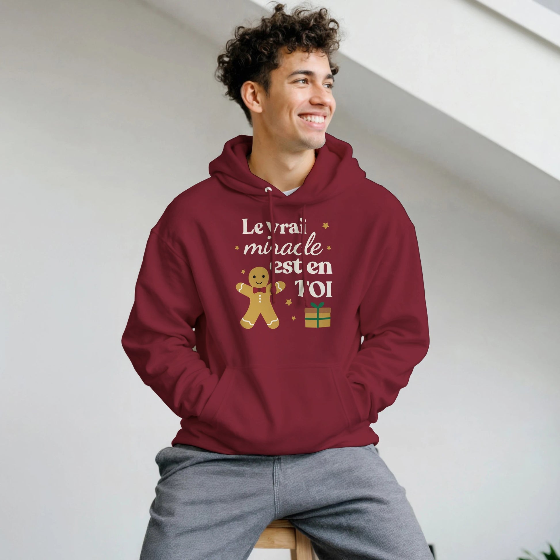 Le vrai miracle est en toi – Hoodie Noël Unisex-idée cadeau inspirante | Blancadeaux