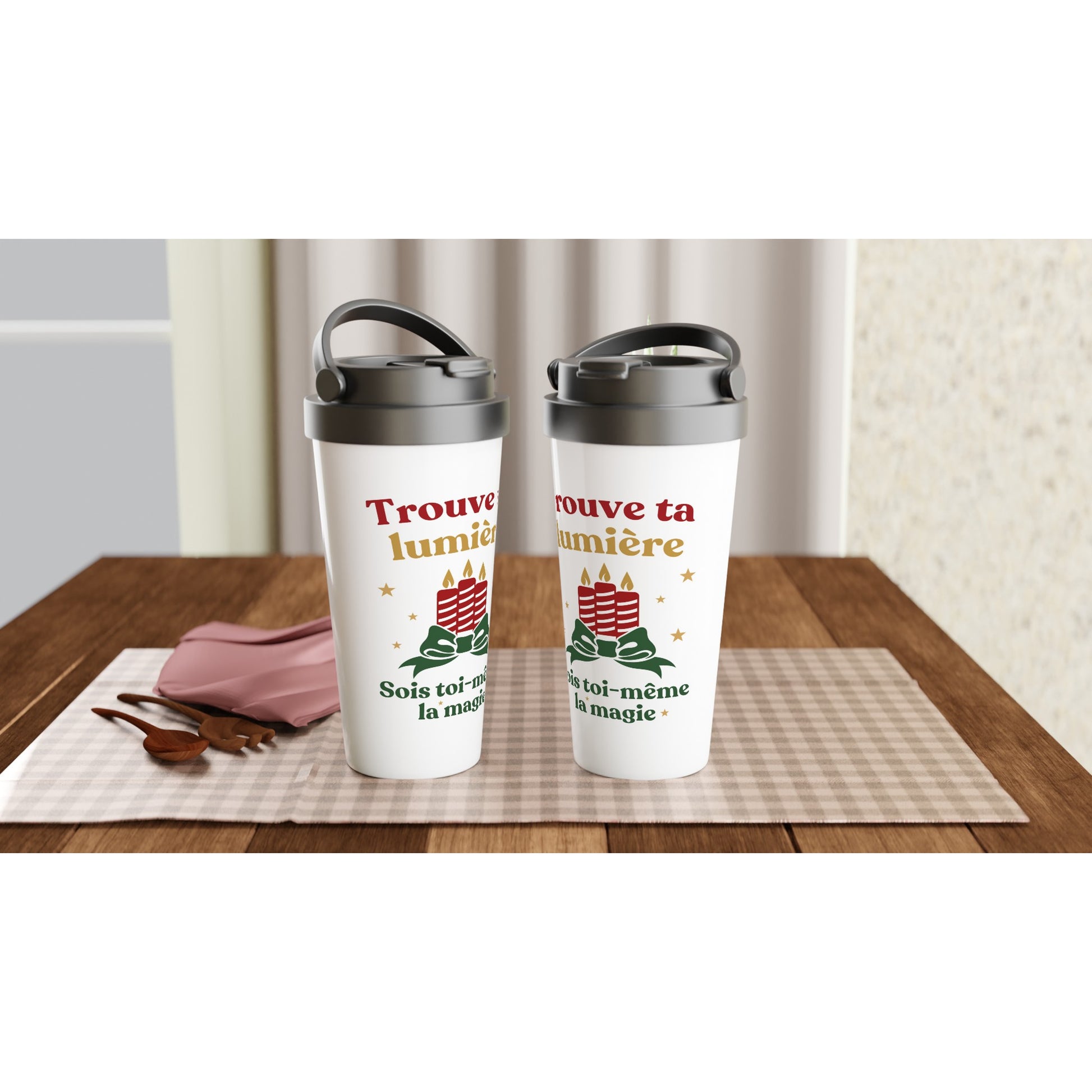 Trouve ta lumière – Travel Mug Noël Unisex-idée cadeau inspirante | Blancadeaux