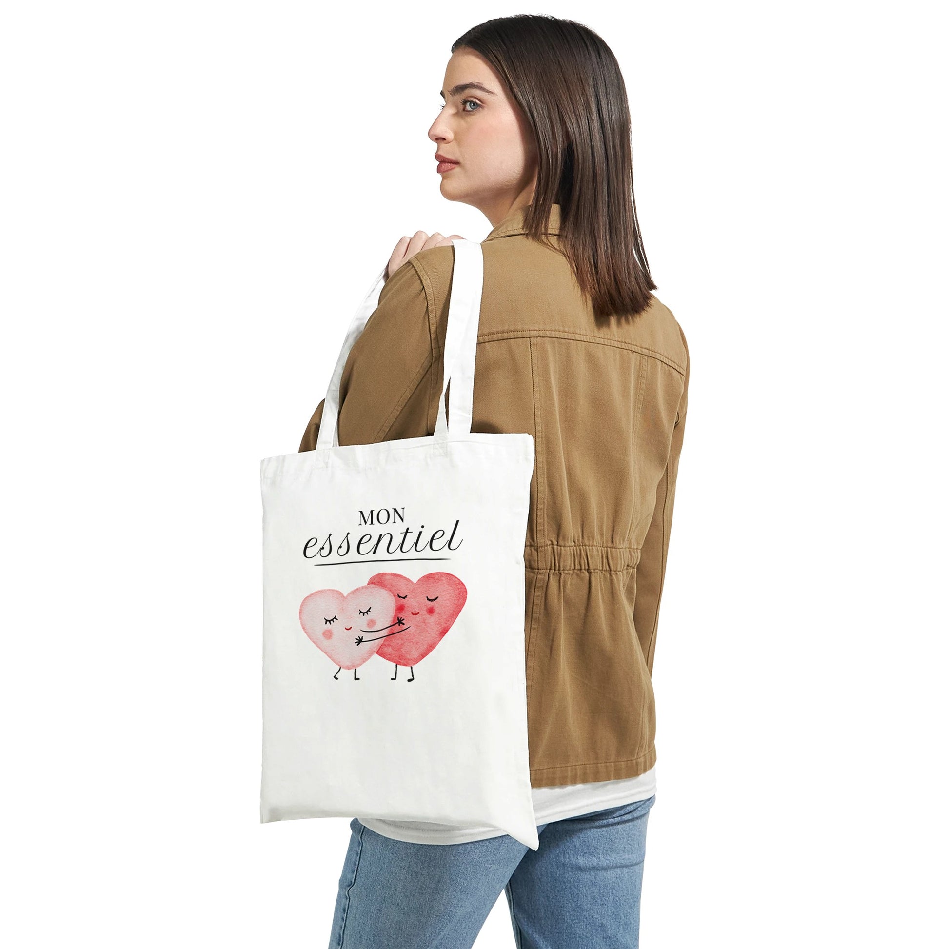 Mon essentiel – Tote bag Femme, Cadeau Saint-Valentin-idée cadeau inspirante | Blancadeaux