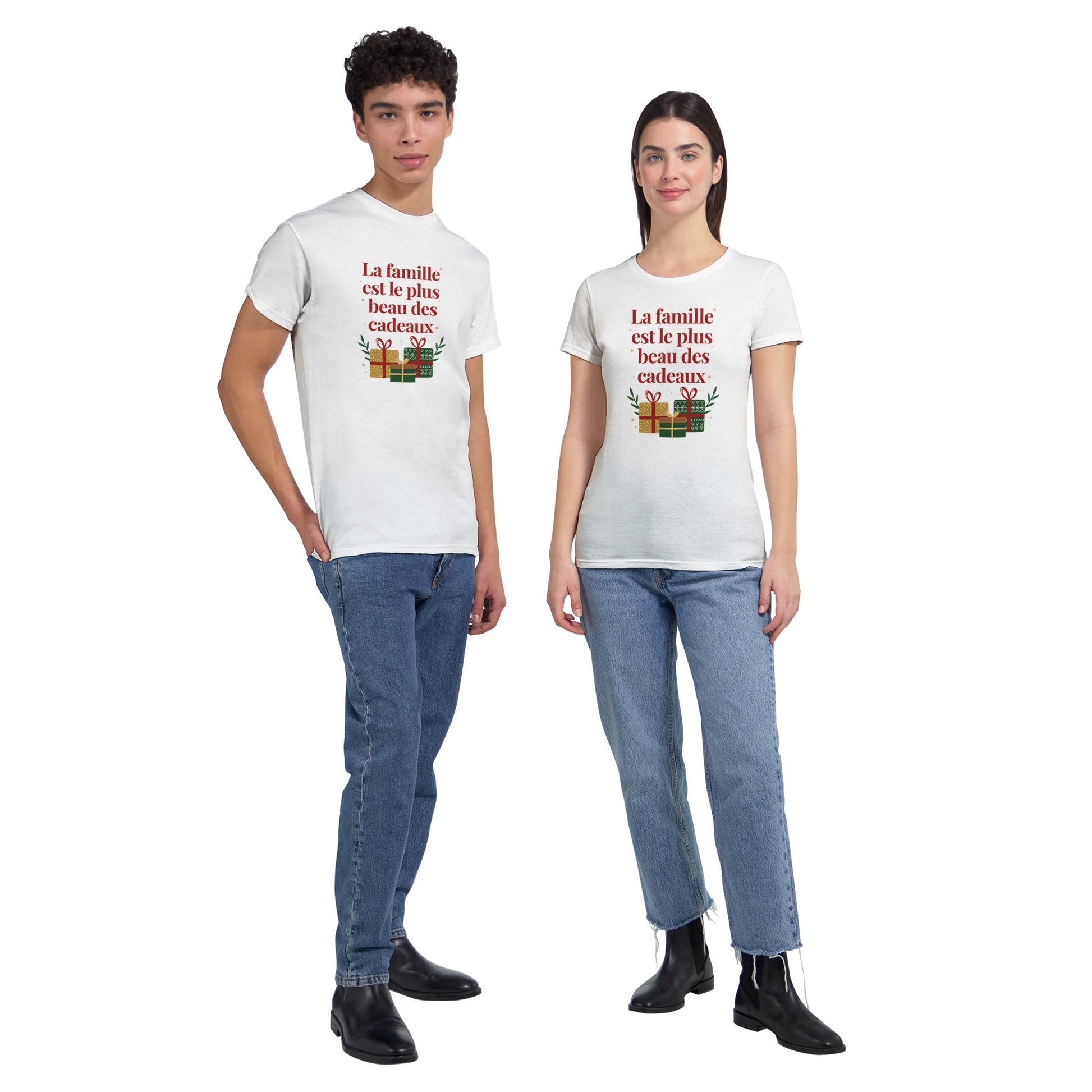La famille est le plus beau des cadeaux – T-shirt Noël Unisex-idée cadeau inspirante | Blancadeaux