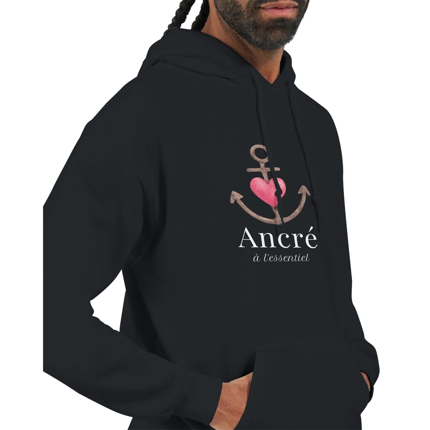Ancré à l’essentiel – Hoodie Homme, Cadeau Saint-Valentin-idée cadeau inspirante | Blancadeaux