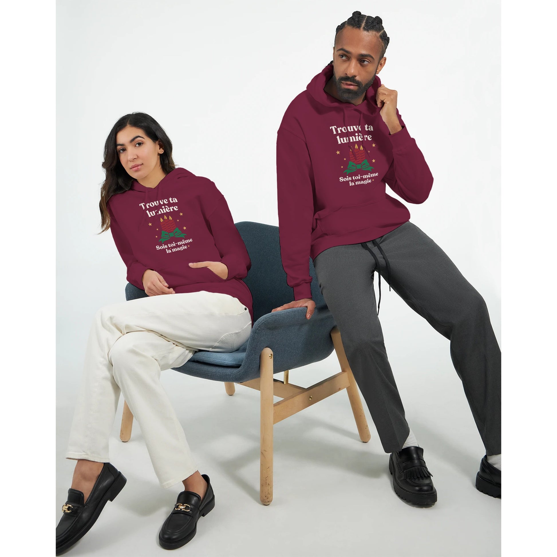 Trouve ta lumière – Hoodie Noël Unisex-idée cadeau inspirante | Blancadeaux