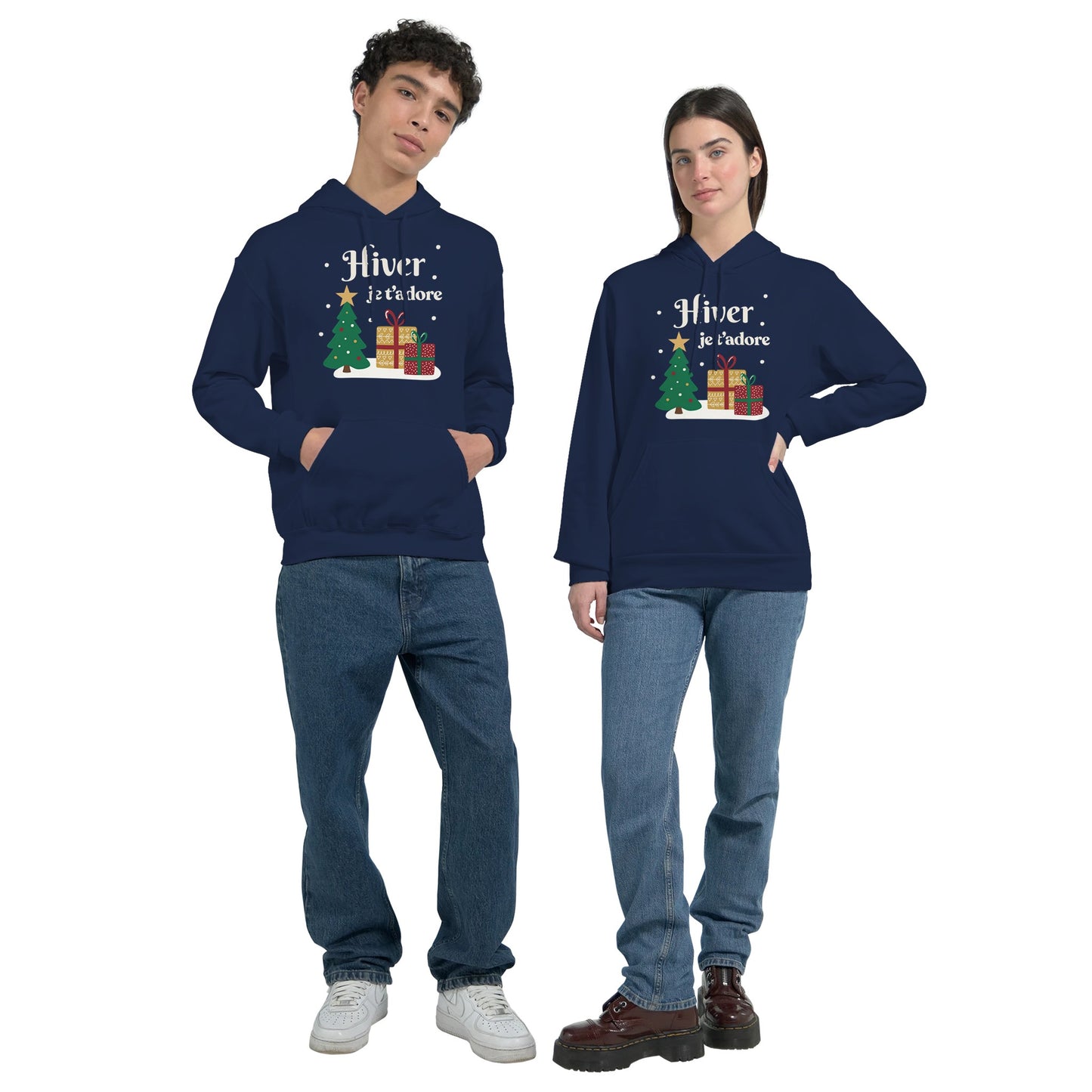 Hiver, je t’adore – Hoodie Noël Unisex-idée cadeau inspirante | Blancadeaux