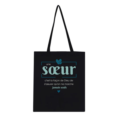 Une sœur, c’est la façon de Dieu – Tote Bag Sœur, Cadeau Sœur-idée cadeau inspirante | Blancadeaux
