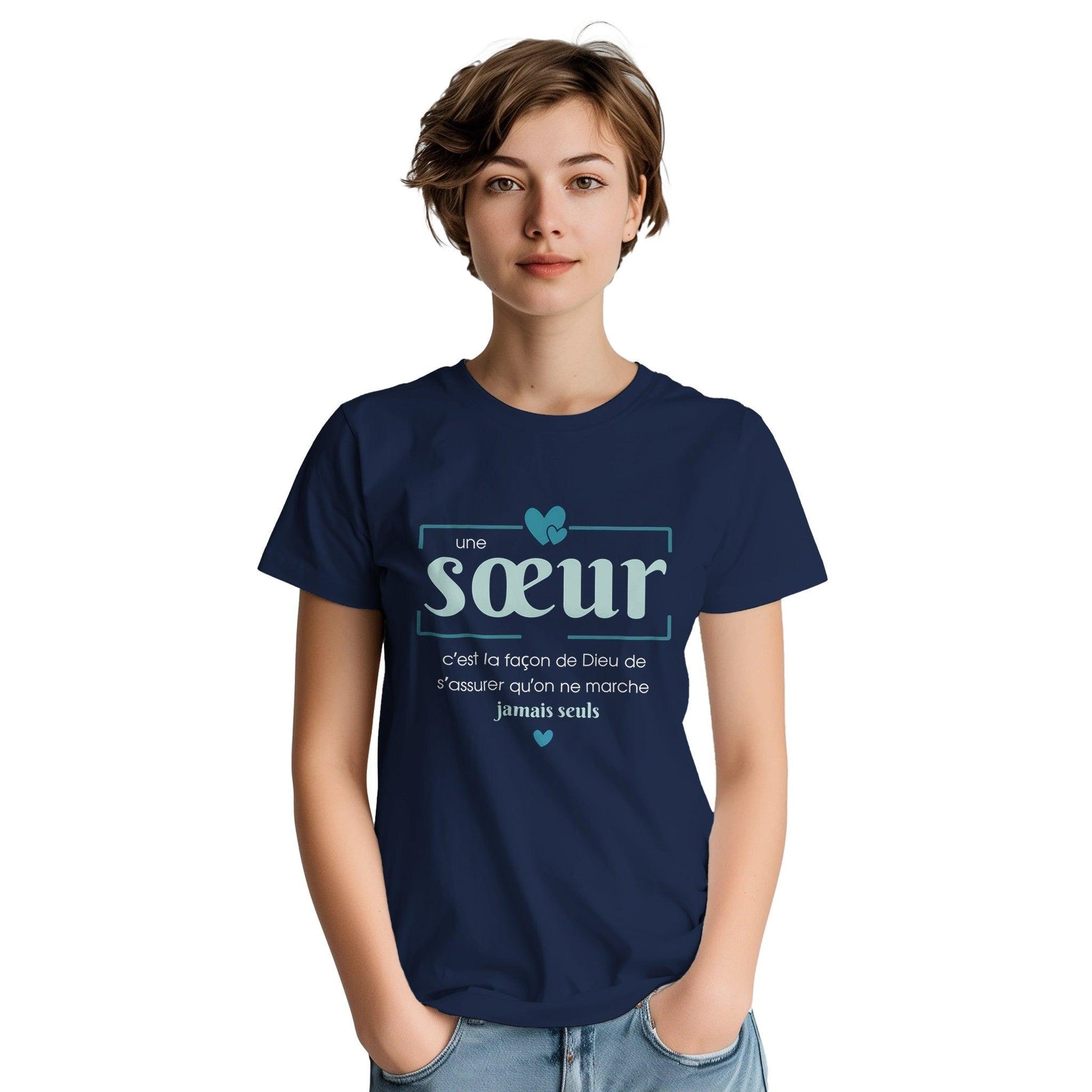 Une sœur, c’est la façon de Dieu – T-shirt Sœur, Cadeau Sœur-idée cadeau inspirante | Blancadeaux