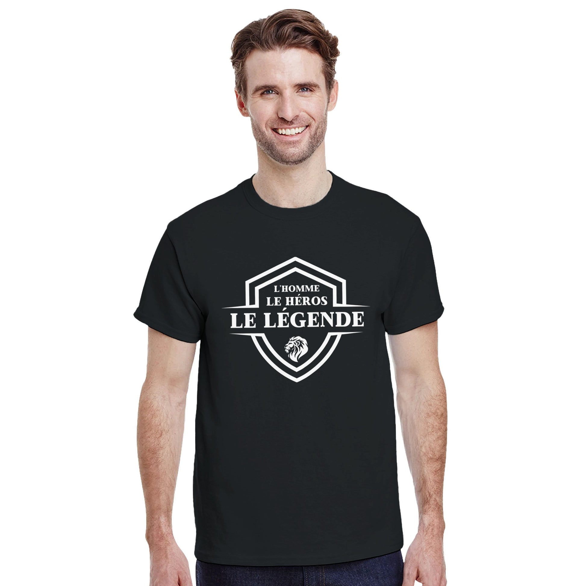 L’homme, Le héros, Le légende – T-shirt Homme, Cadeau Homme-idée cadeau inspirante | Blancadeaux