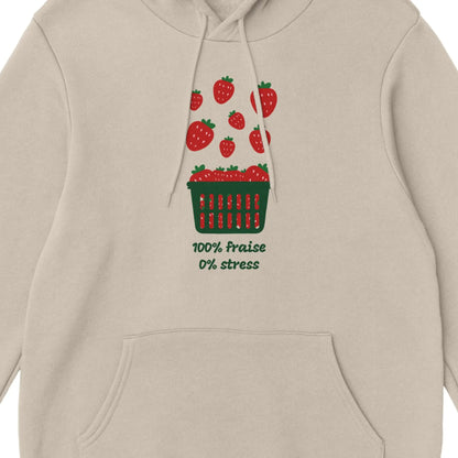 100% fraise 0% stress – Hoodie Femme, Cadeau Femme-idée cadeau inspirante | Blancadeaux