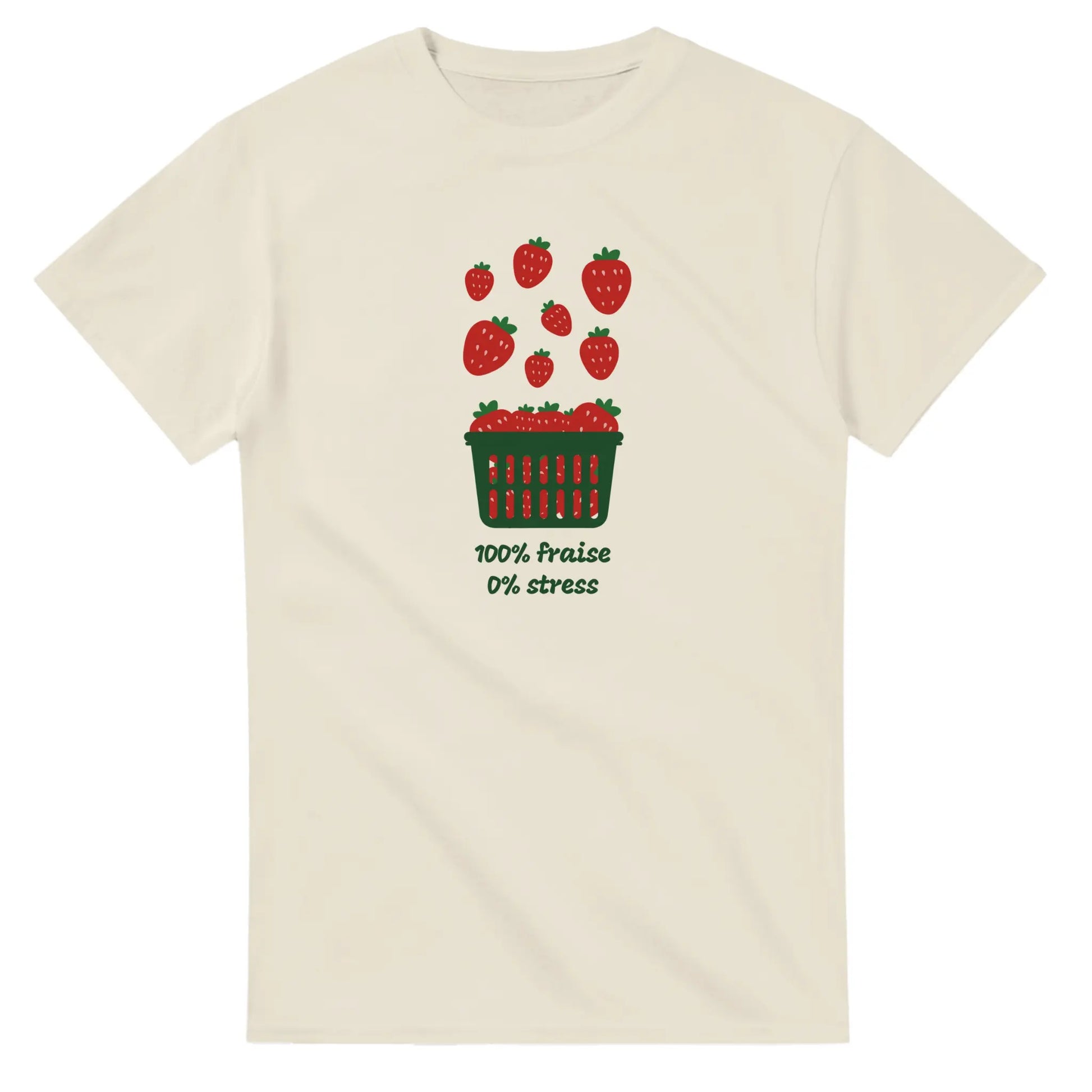 100% fraise 0% stress – T-shirt Femme, Cadeau Femme-idée cadeau inspirante | Blancadeaux