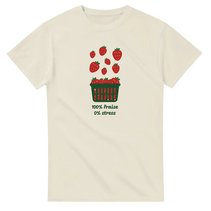 100% fraise 0% stress – T-shirt Femme, Cadeau Femme-idée cadeau inspirante | Blancadeaux