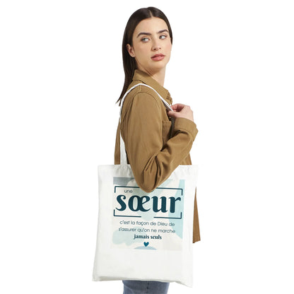Une sœur, c’est la façon de Dieu – Tote Bag Sœur, Cadeau Sœur-idée cadeau inspirante | Blancadeaux