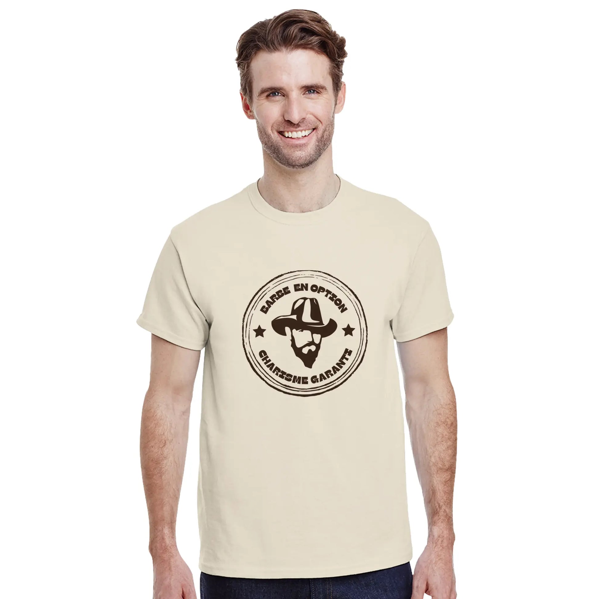 Barbe en option, charisme garanti – T-shirt Homme, Cadeau Homme-idée cadeau inspirante | Blancadeaux