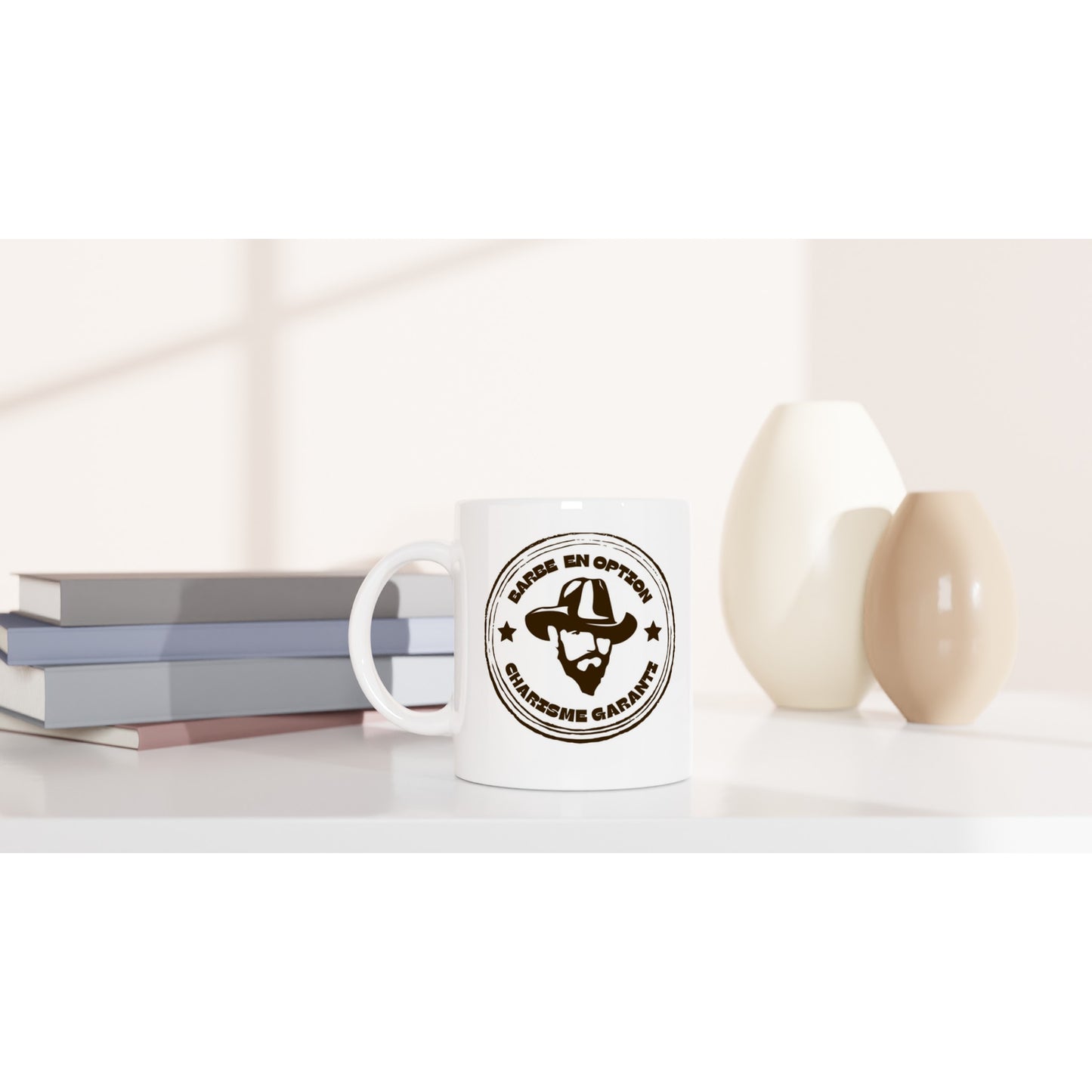 Barbe en option, charisme garanti – Mug Homme, Cadeau Homme-idée cadeau inspirante | Blancadeaux