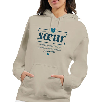 Une sœur, c’est la façon de Dieu – Hoodie Sœur, Cadeau Sœur-idée cadeau inspirante | Blancadeaux