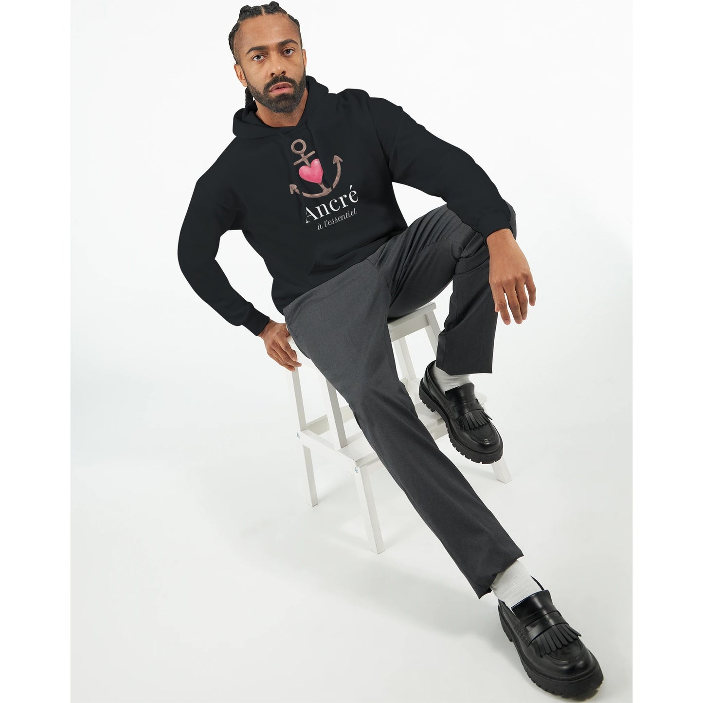 Ancré à l’essentiel – Hoodie Homme, Cadeau Saint-Valentin-idée cadeau inspirante | Blancadeaux