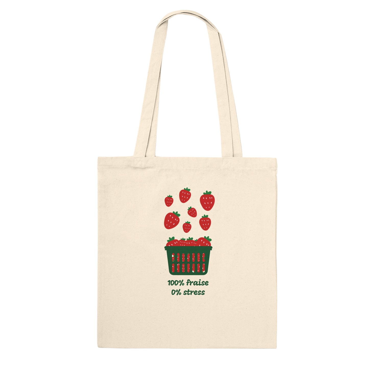 100% fraise 0% stress – Tote Bag Femme, Cadeau Femme-idée cadeau inspirante | Blancadeaux