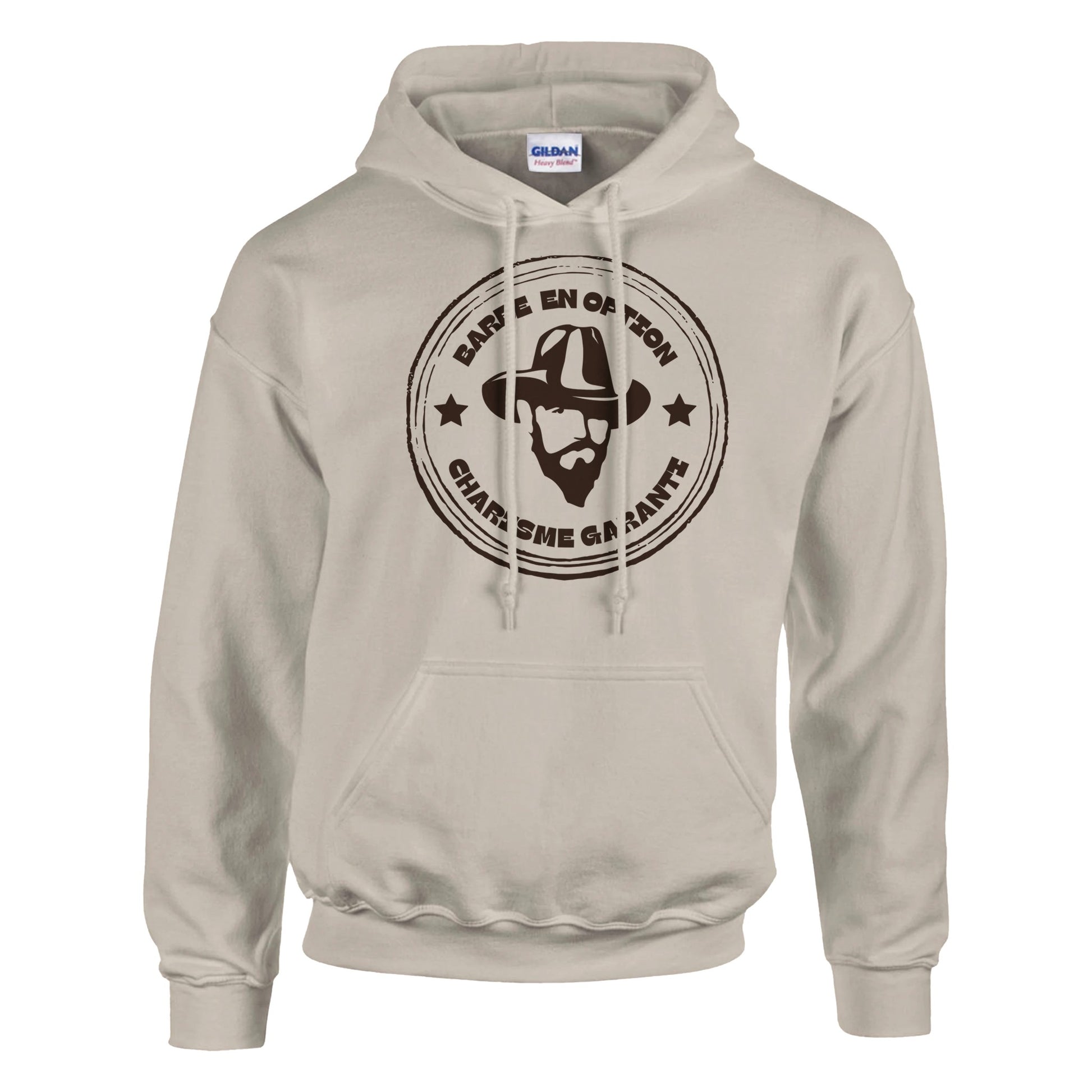 Barbe en option, charisme garanti – Hoodie Homme, Cadeau Homme-idée cadeau inspirante | Blancadeaux
