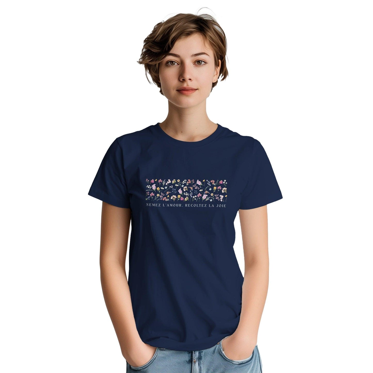 Semez l’amour, récoltez la joie – T-shirt Femme, Cadeau Femme-idée cadeau inspirante | Blancadeaux