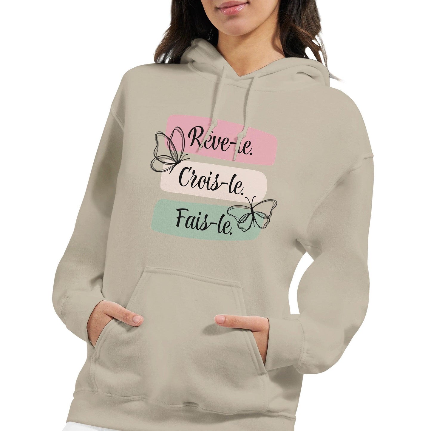 Rêve-le, crois-le, fais-le – Hoodie Femme, Cadeau Femme-idée cadeau inspirante | Blancadeaux