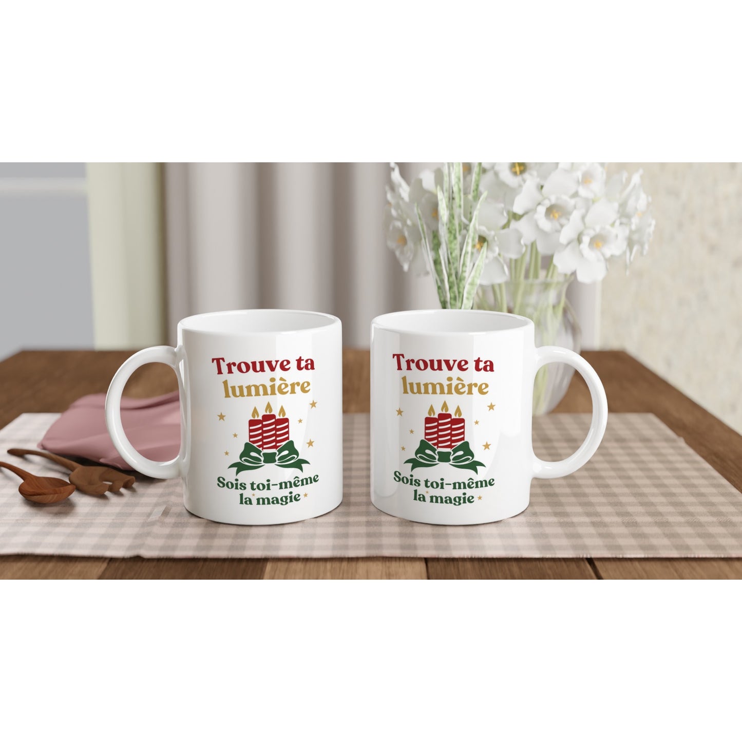 Trouve ta lumière – Mug Noël Unisex-idée cadeau inspirante | Blancadeaux