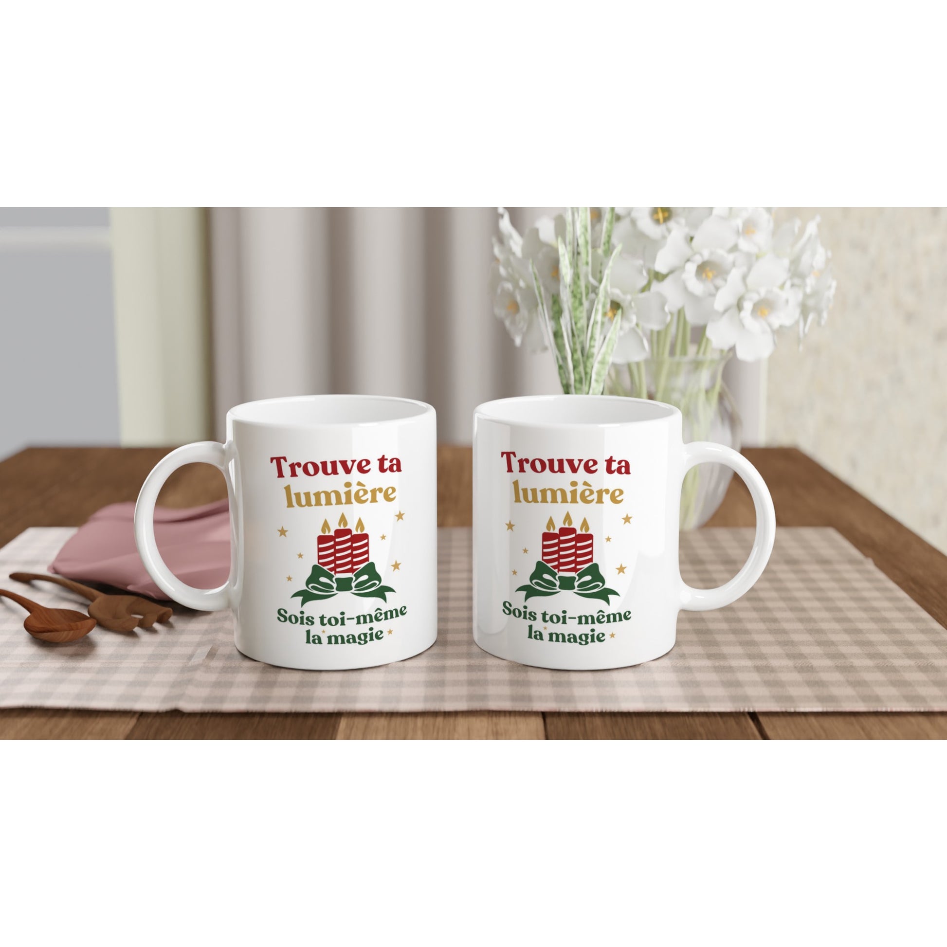 Trouve ta lumière – Mug Noël Unisex-idée cadeau inspirante | Blancadeaux