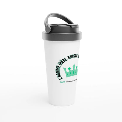 L’homme idéal existe – Travel Mug Homme, Cadeau Homme-idée cadeau inspirante | Blancadeaux