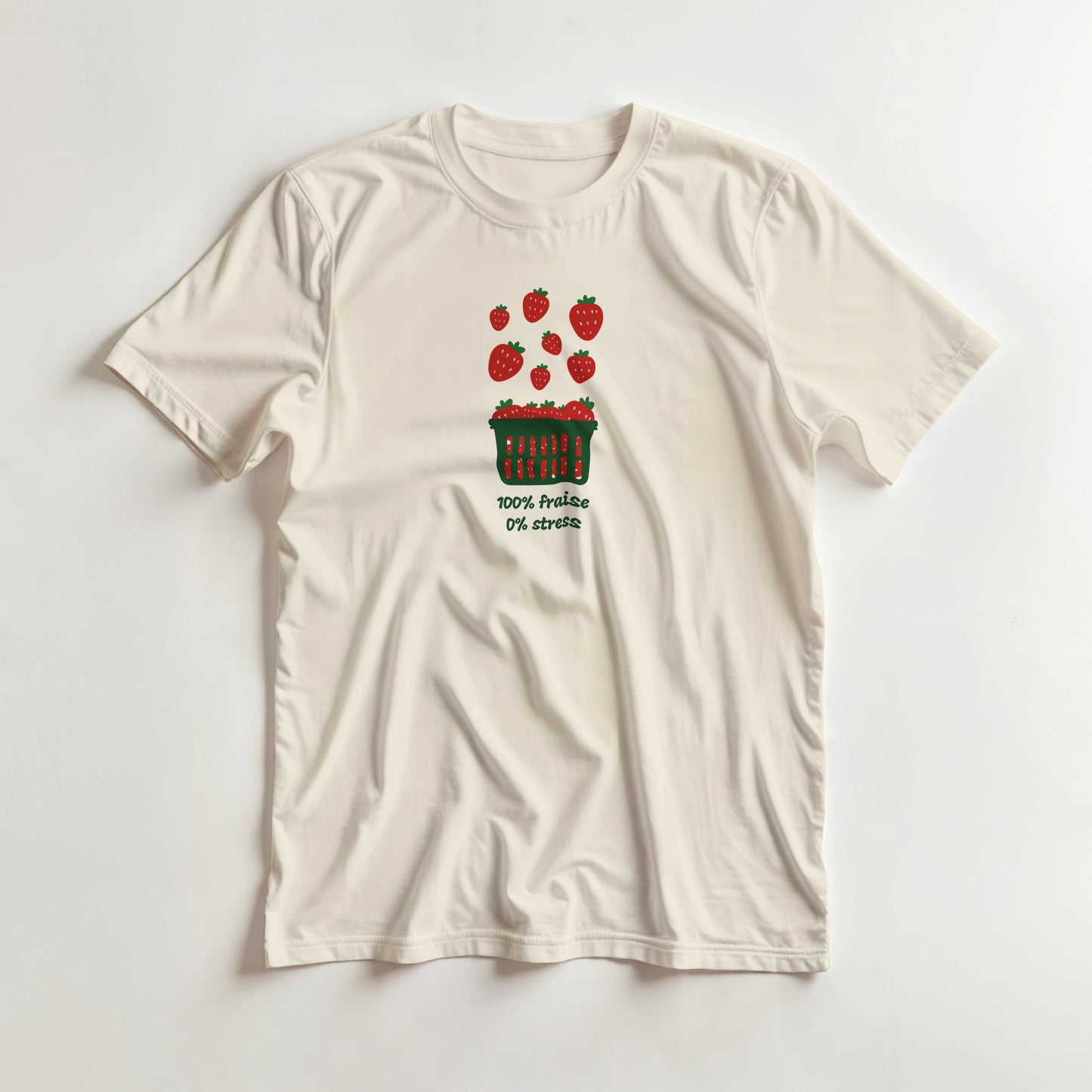 100% fraise 0% stress – T-shirt Femme, Cadeau Femme-idée cadeau inspirante | Blancadeaux