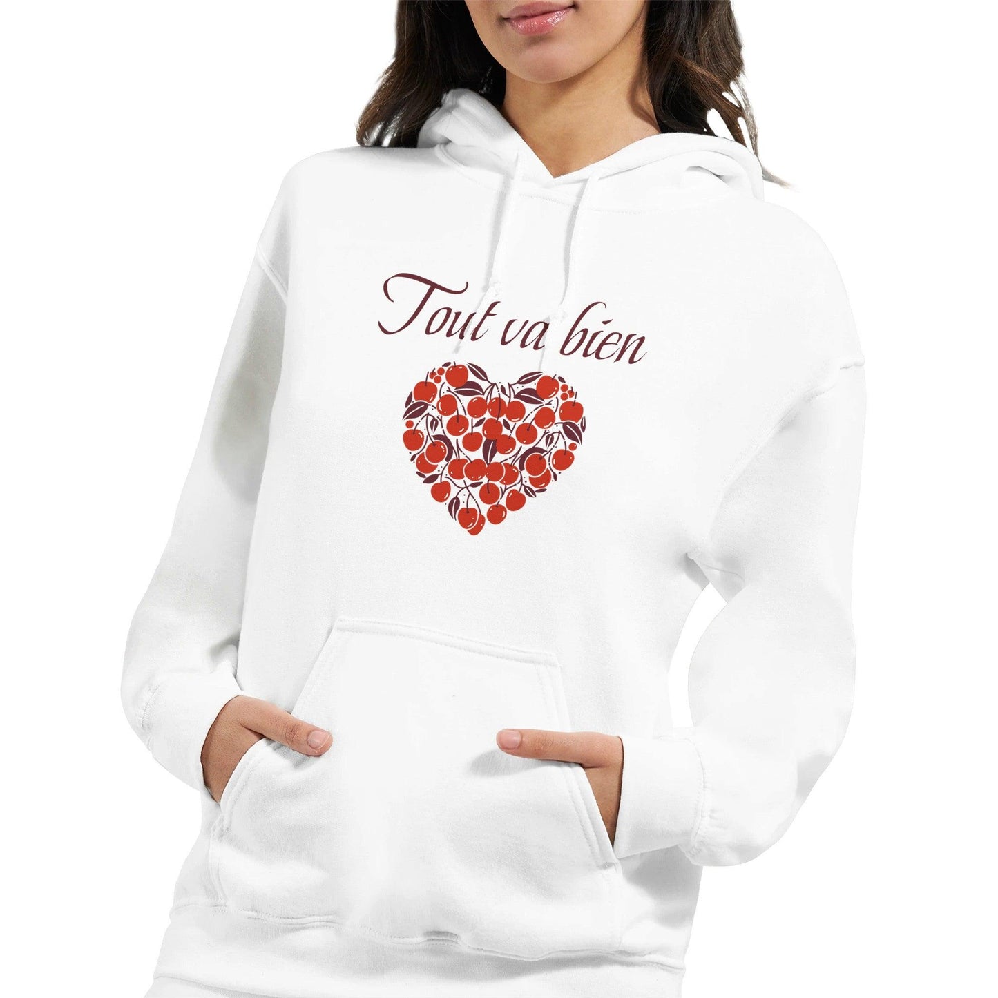 Tout va bien – Hoodie Femme, Cadeau Femme-idée cadeau inspirante | Blancadeaux