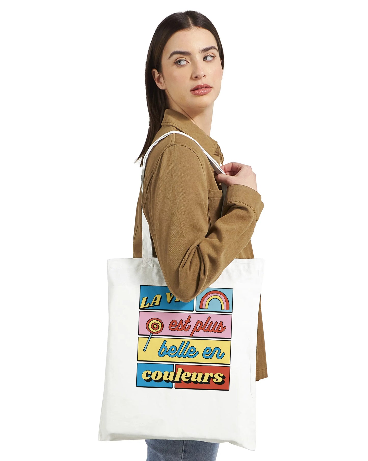 La vie est plus belle en couleurs – Tote Bag Femme, Cadeau Femme-idée cadeau inspirante | Blancadeaux