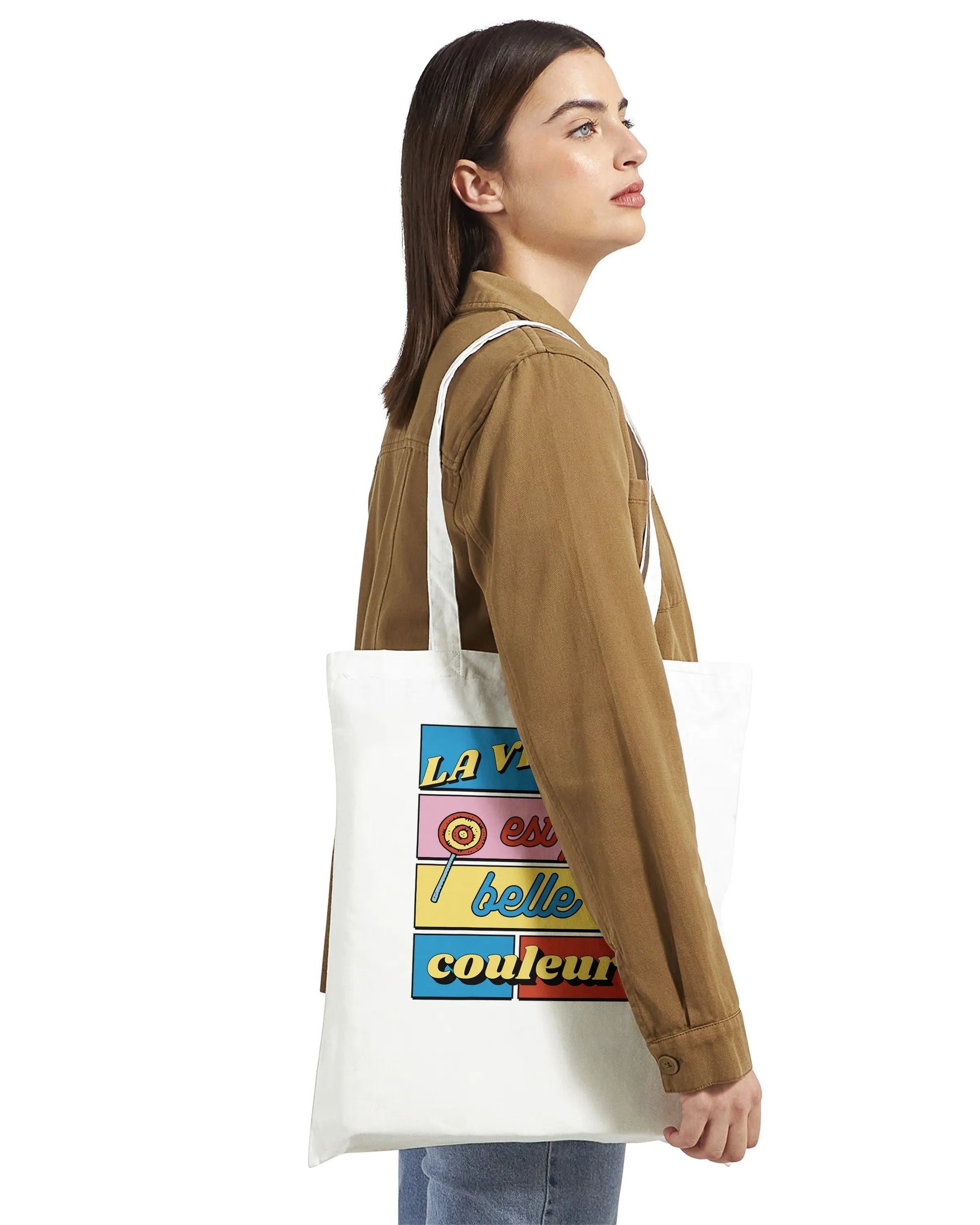 La vie est plus belle en couleurs – Tote Bag Femme, Cadeau Femme-idée cadeau inspirante | Blancadeaux