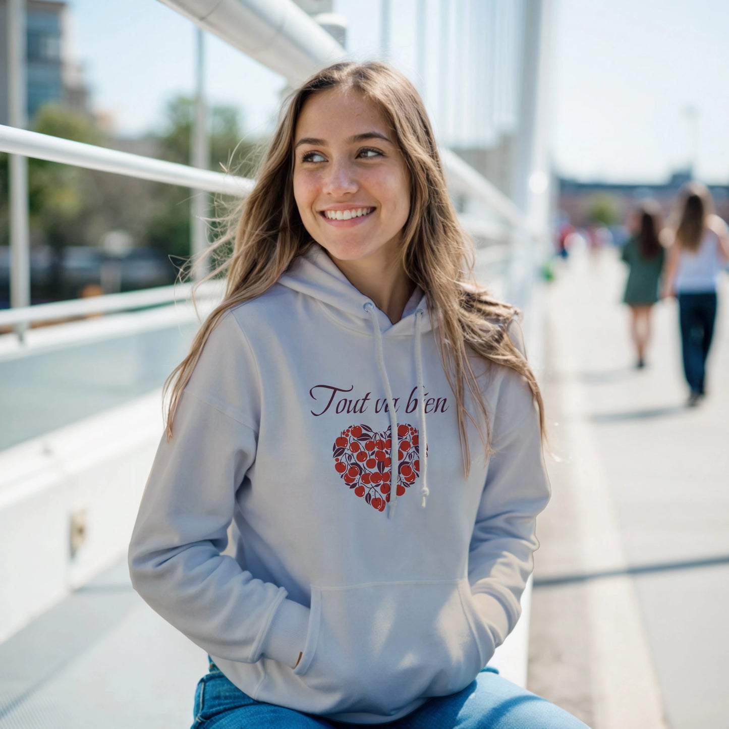 Tout va bien – Hoodie Femme, Cadeau Femme-idée cadeau inspirante | Blancadeaux