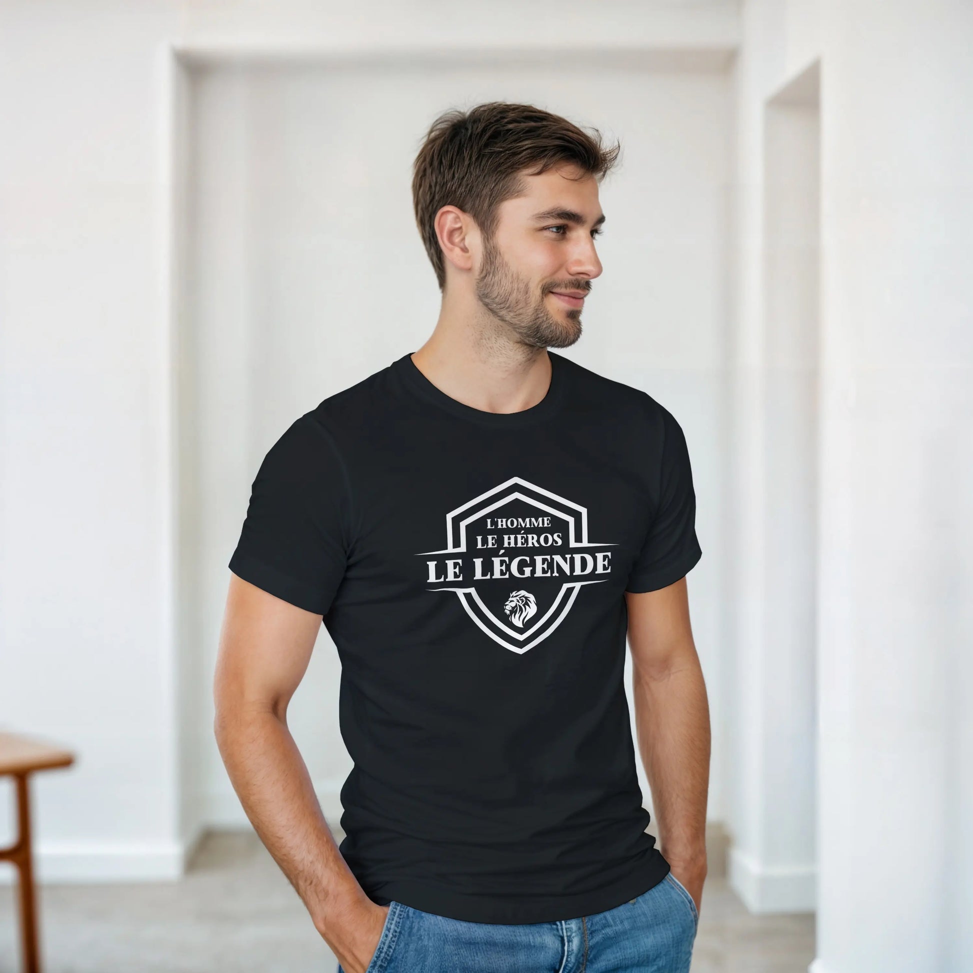 L’homme, Le héros, Le légende – T-shirt Homme, Cadeau Homme-idée cadeau inspirante | Blancadeaux
