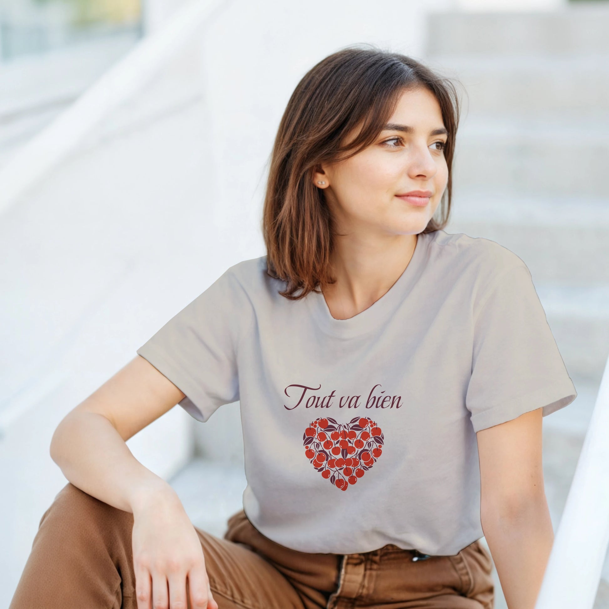 Tout va bien – T-shirt Femme, Cadeau Femme-idée cadeau inspirante | Blancadeaux