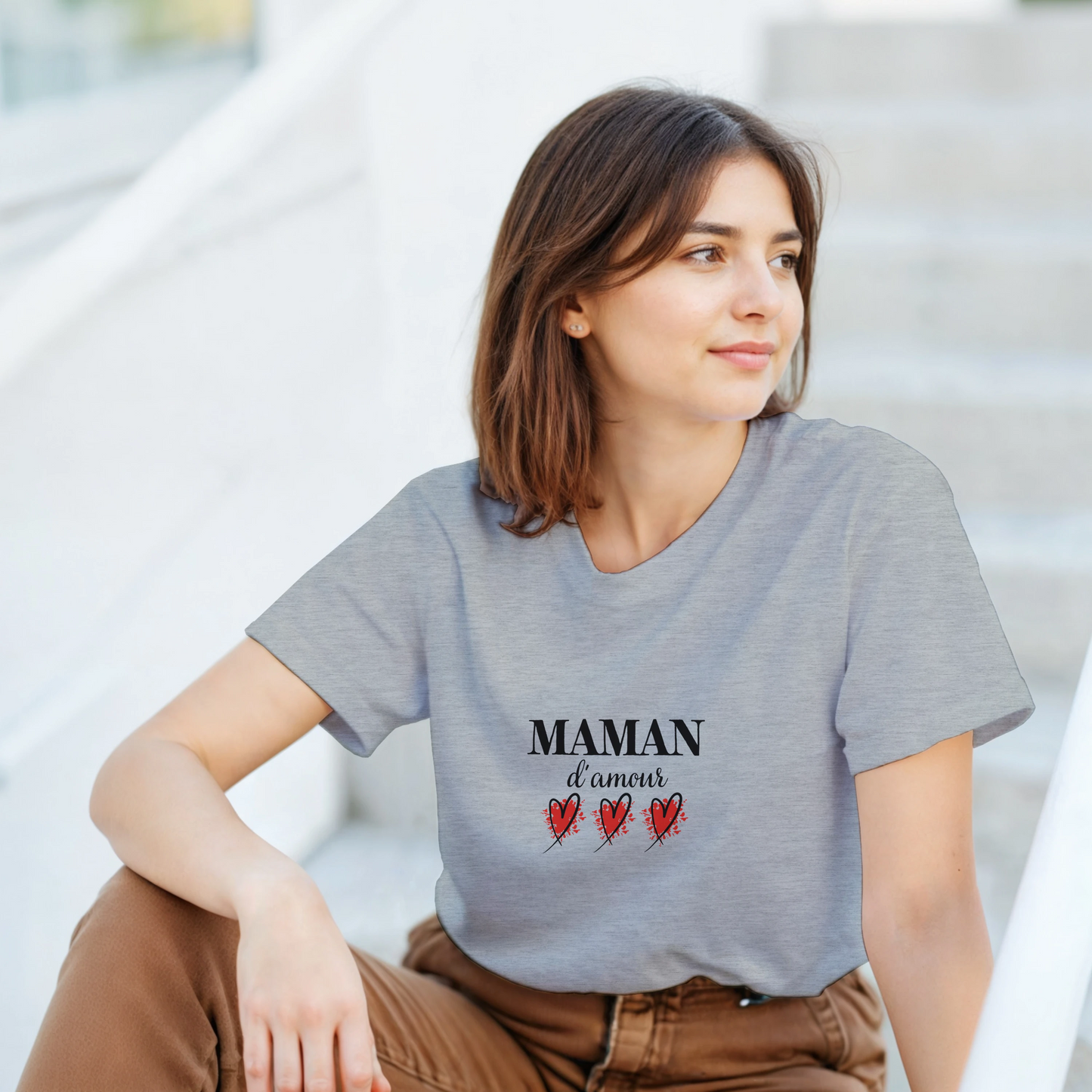 Maman d’amour – T-shirt Maman, Cadeau Maman-idée cadeau inspirante | Blancadeaux