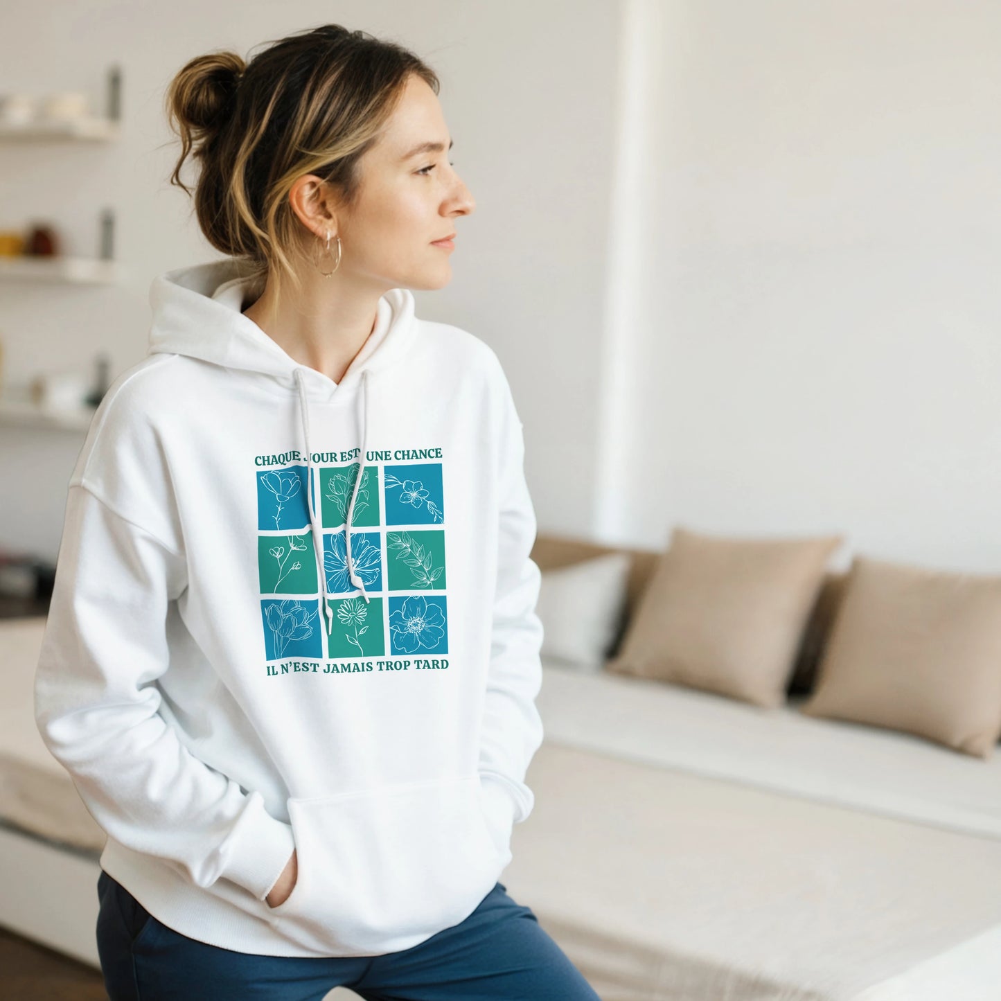 Chaque jour est une chance – Hoodie Femme, Cadeau Femme-idée cadeau inspirante | Blancadeaux