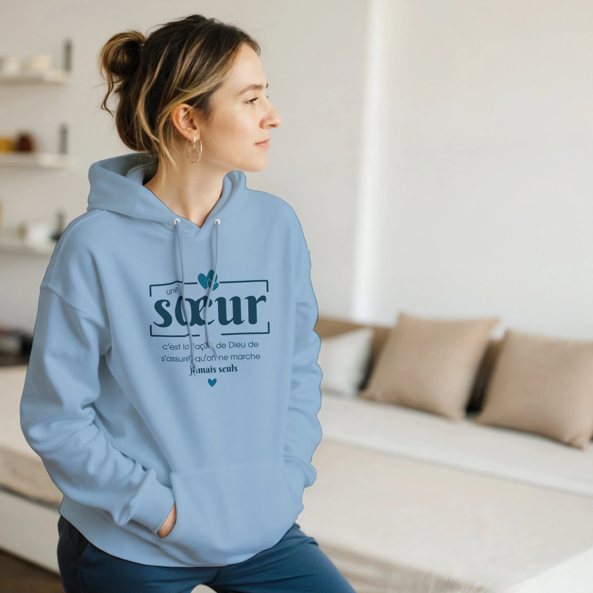 Une sœur, c’est la façon de Dieu – Hoodie Sœur, Cadeau Sœur-idée cadeau inspirante | Blancadeaux