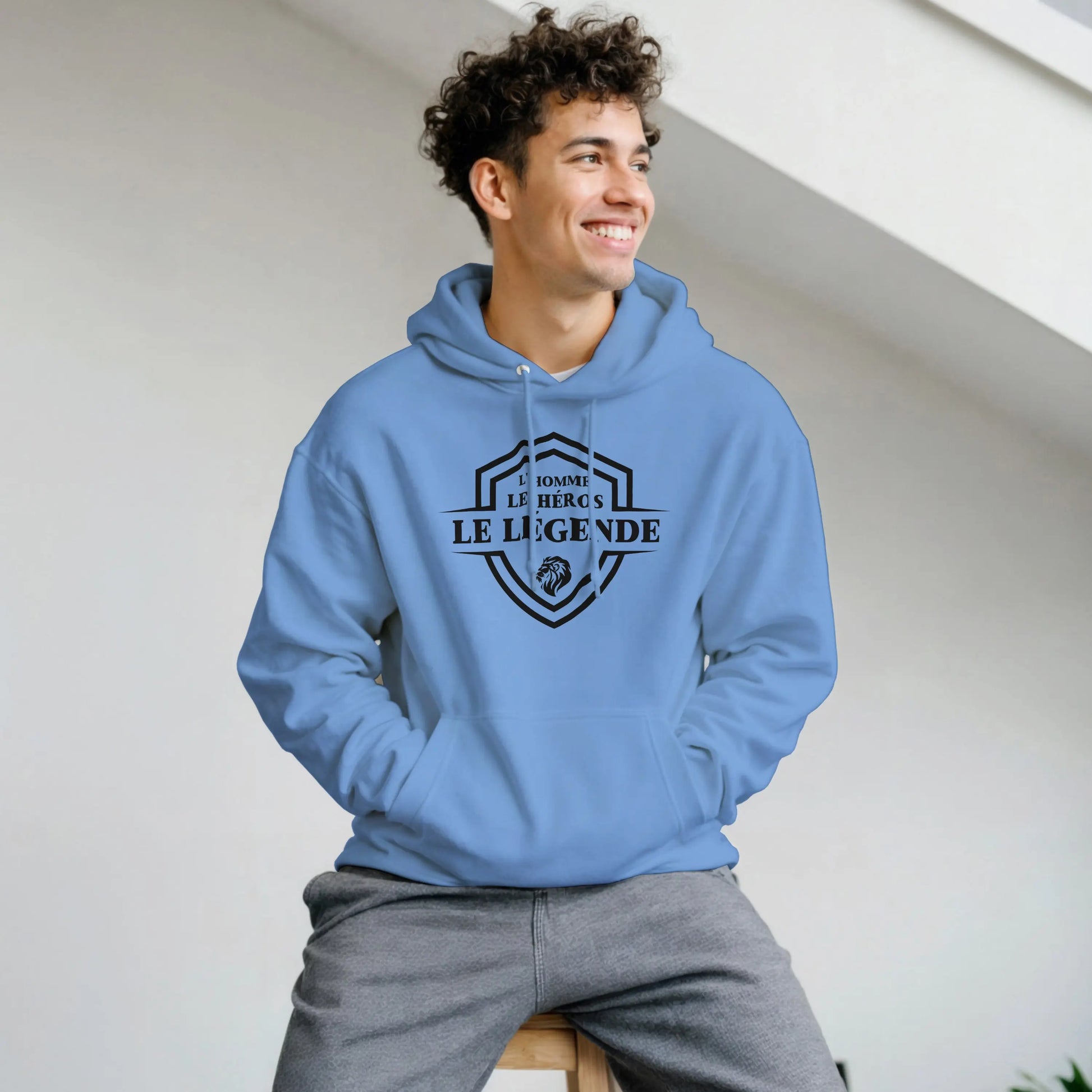 L’homme, Le héros, Le légende – Hoodie Homme, Cadeau Homme-idée cadeau inspirante | Blancadeaux
