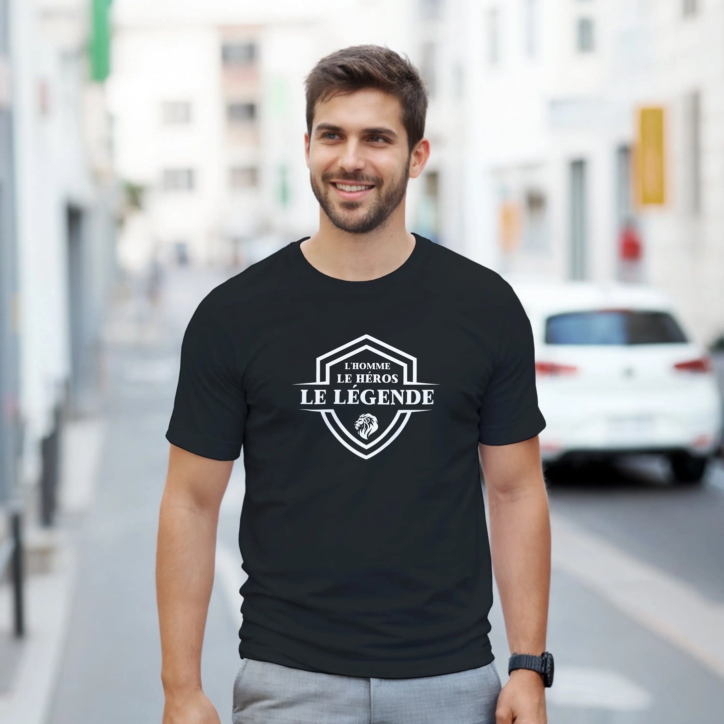 L’homme, Le héros, Le légende – T-shirt Homme, Cadeau Homme-idée cadeau inspirante | Blancadeaux