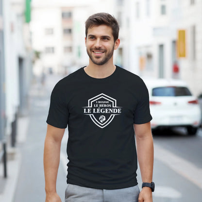 L’homme, Le héros, Le légende – T-shirt Homme, Cadeau Homme-idée cadeau inspirante | Blancadeaux